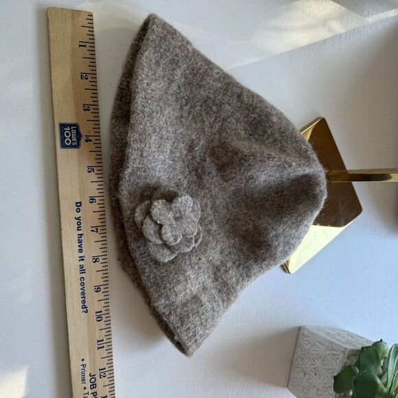Barbour Hat Womens Gray Rose Clouche Lambs Wool Made‎ in Scotland - Picture 7 of 8